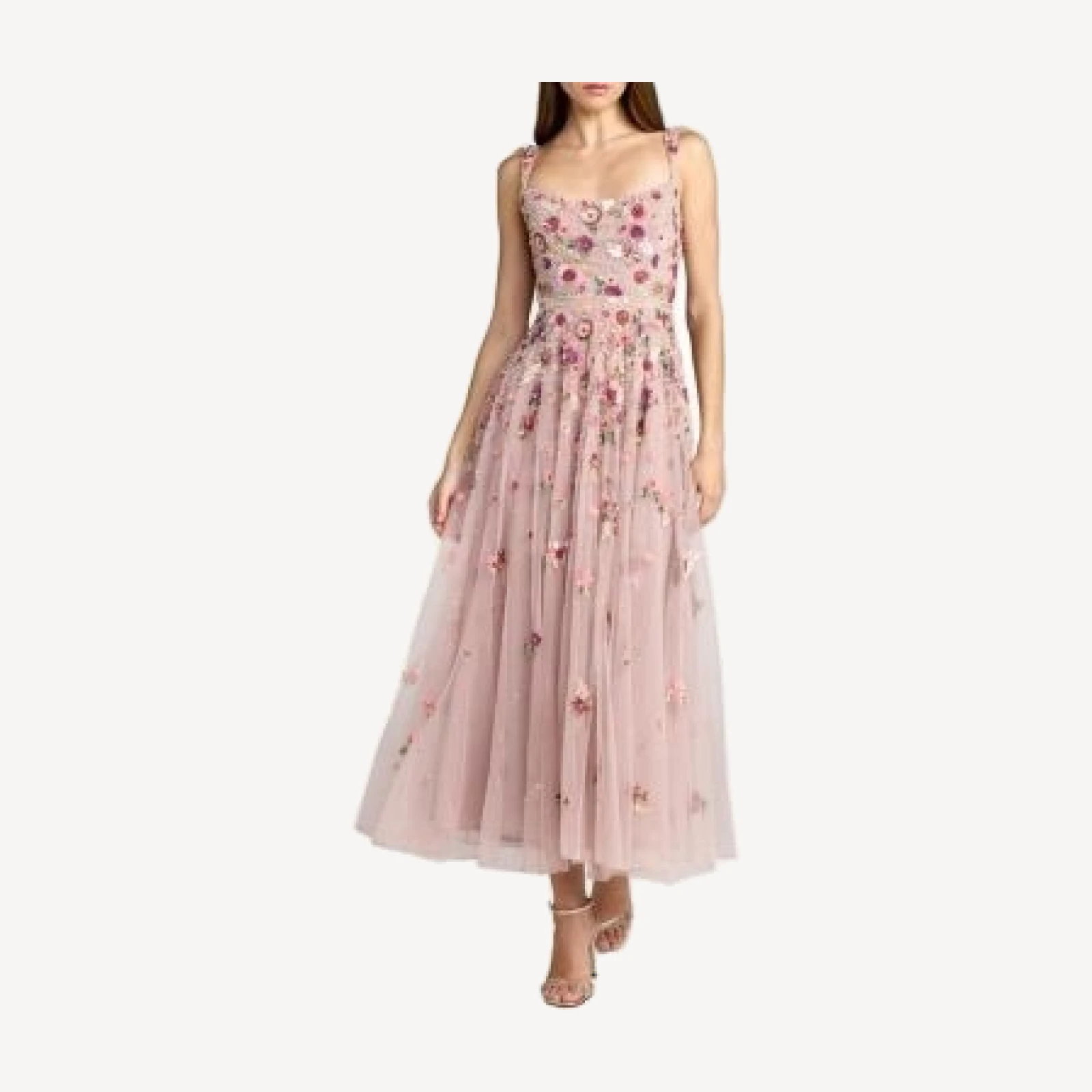 Mac Duggal Sleeveless Hand Beaded Scoop Neck Midi Dress