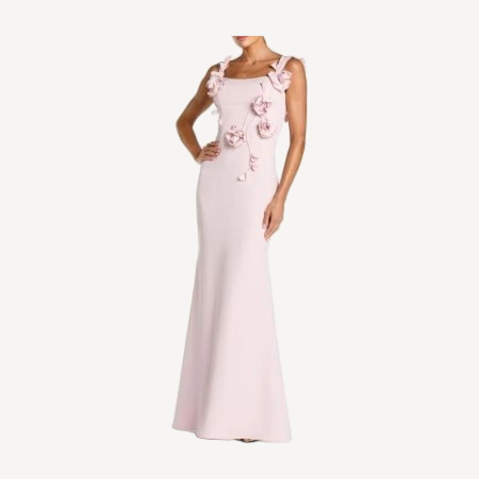 Mac Duggal Crepe Sleeveless Column Gown with Floral Detail