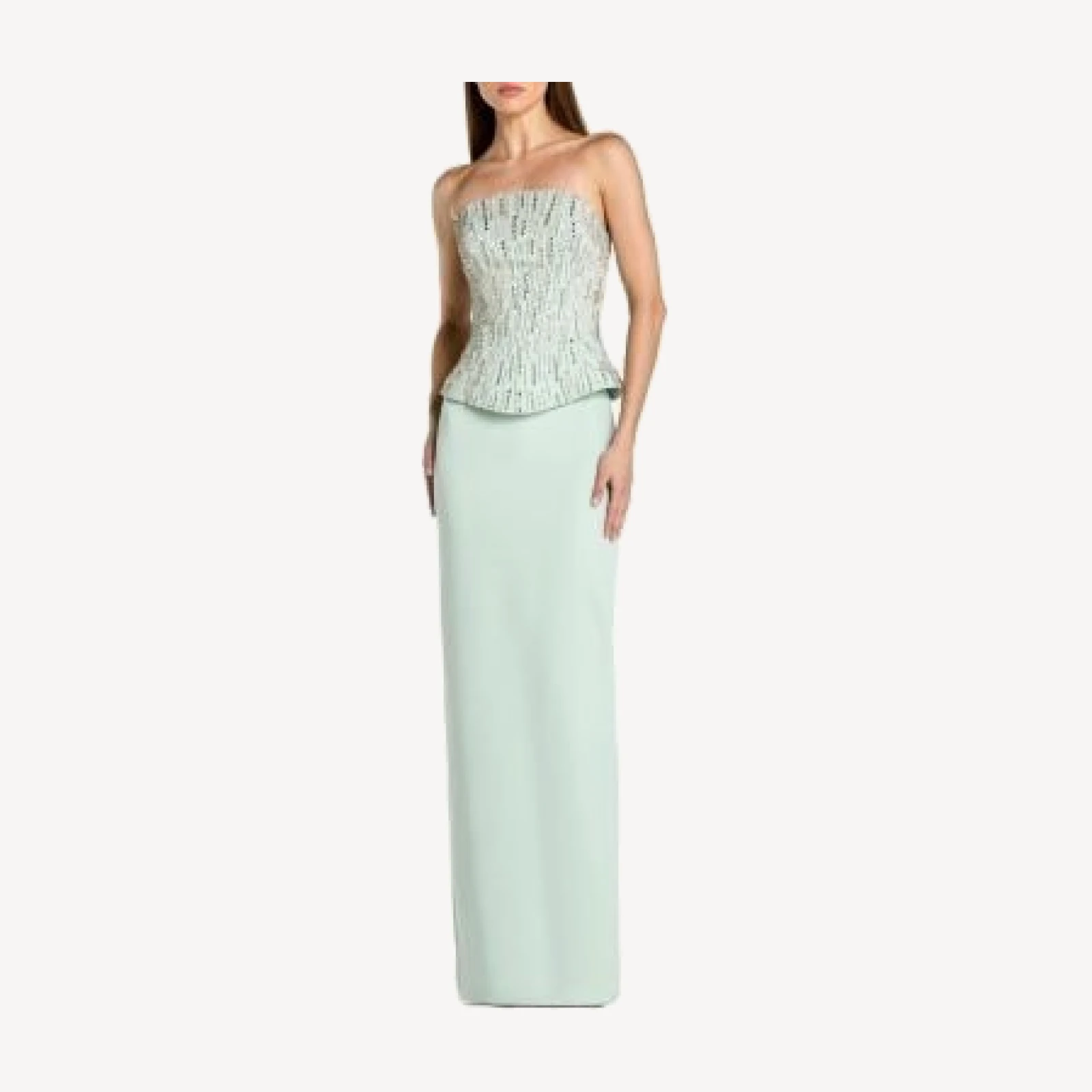 Mac Duggal Crepe Embellished Corset Strapless Column Gown