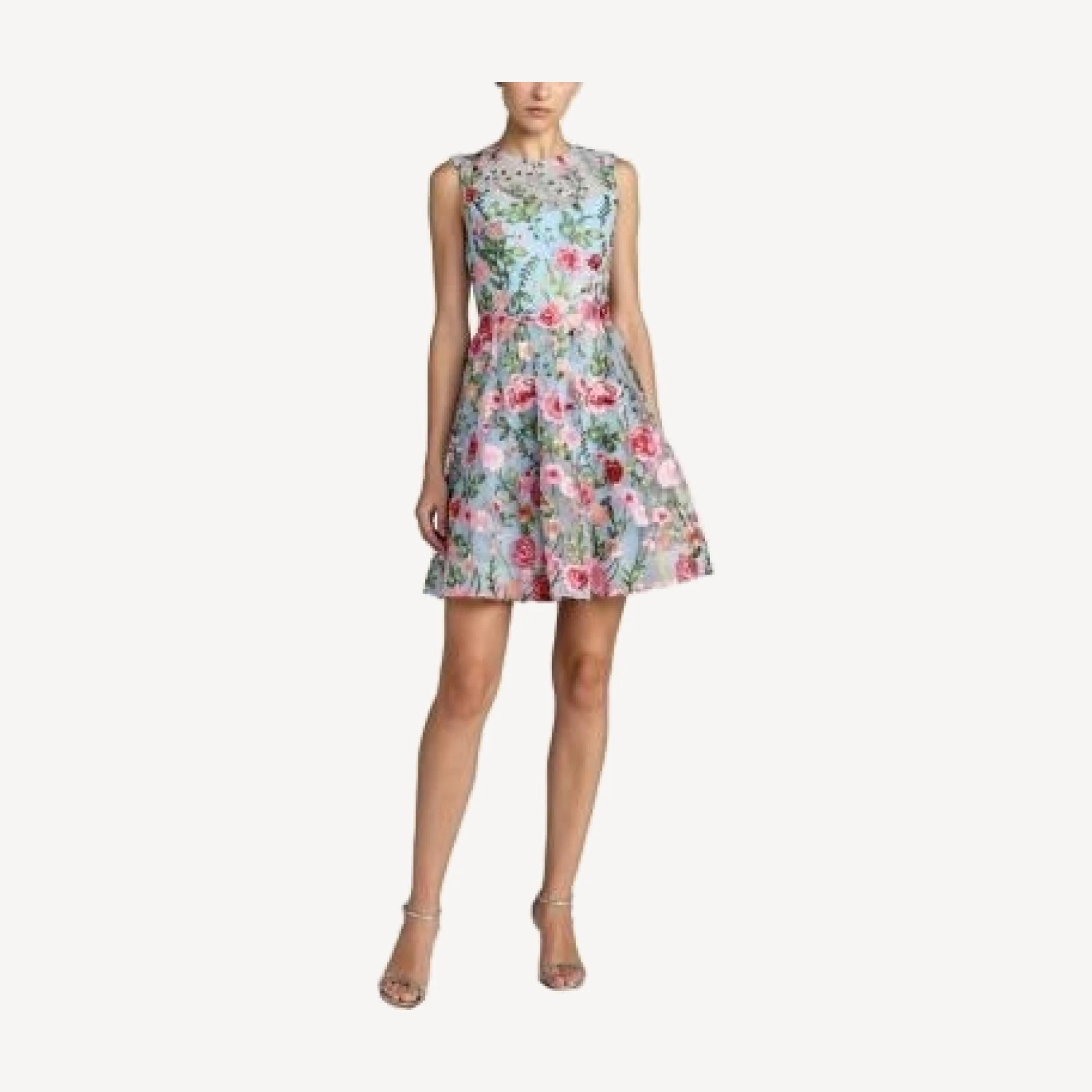 Mac Duggal Floral Embroidered Sleeveless A-Line Mini Dress