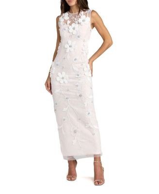 Mac Duggal Sleeveless Embellished Lace Column Dress