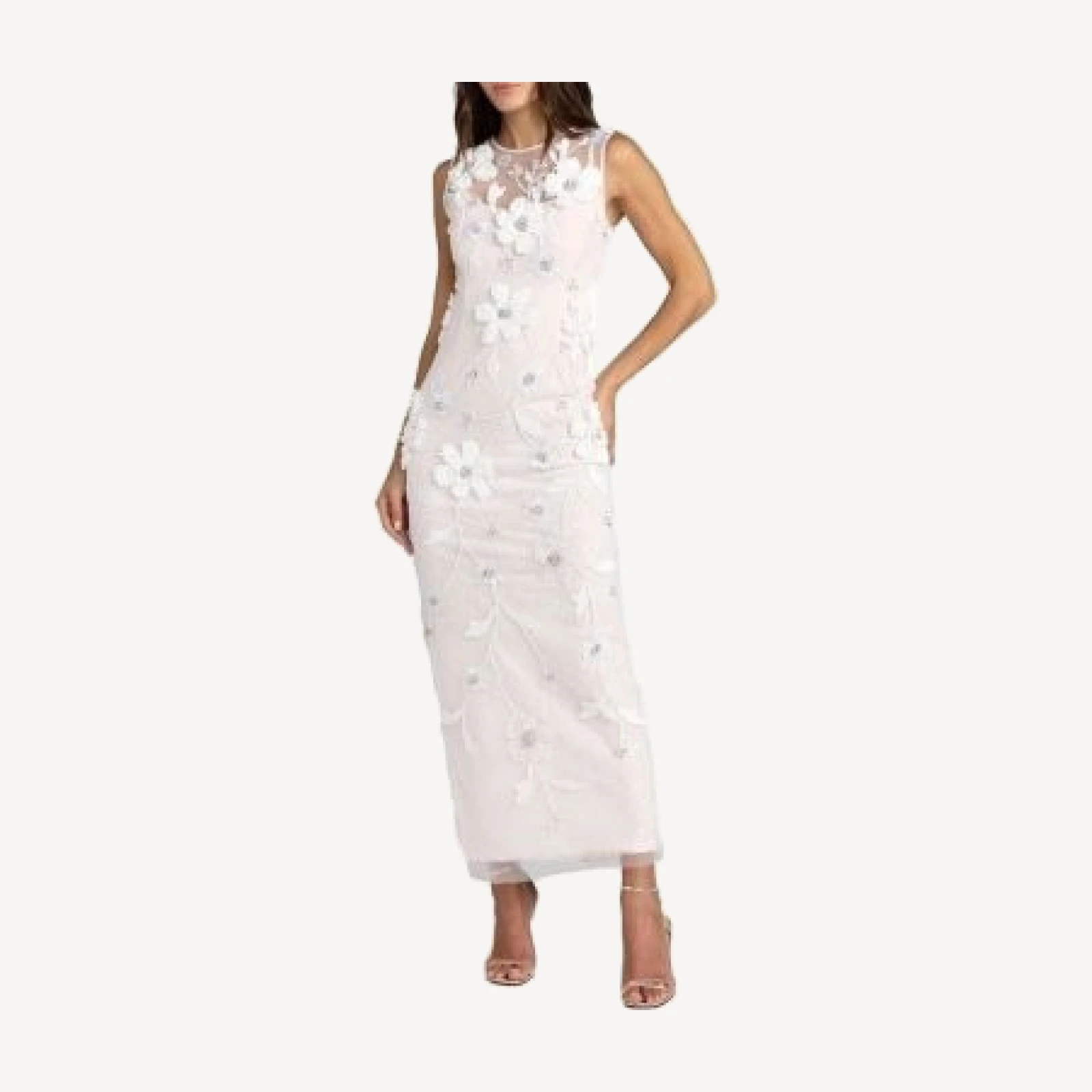 Mac Duggal Sleeveless Embellished Lace Column Dress