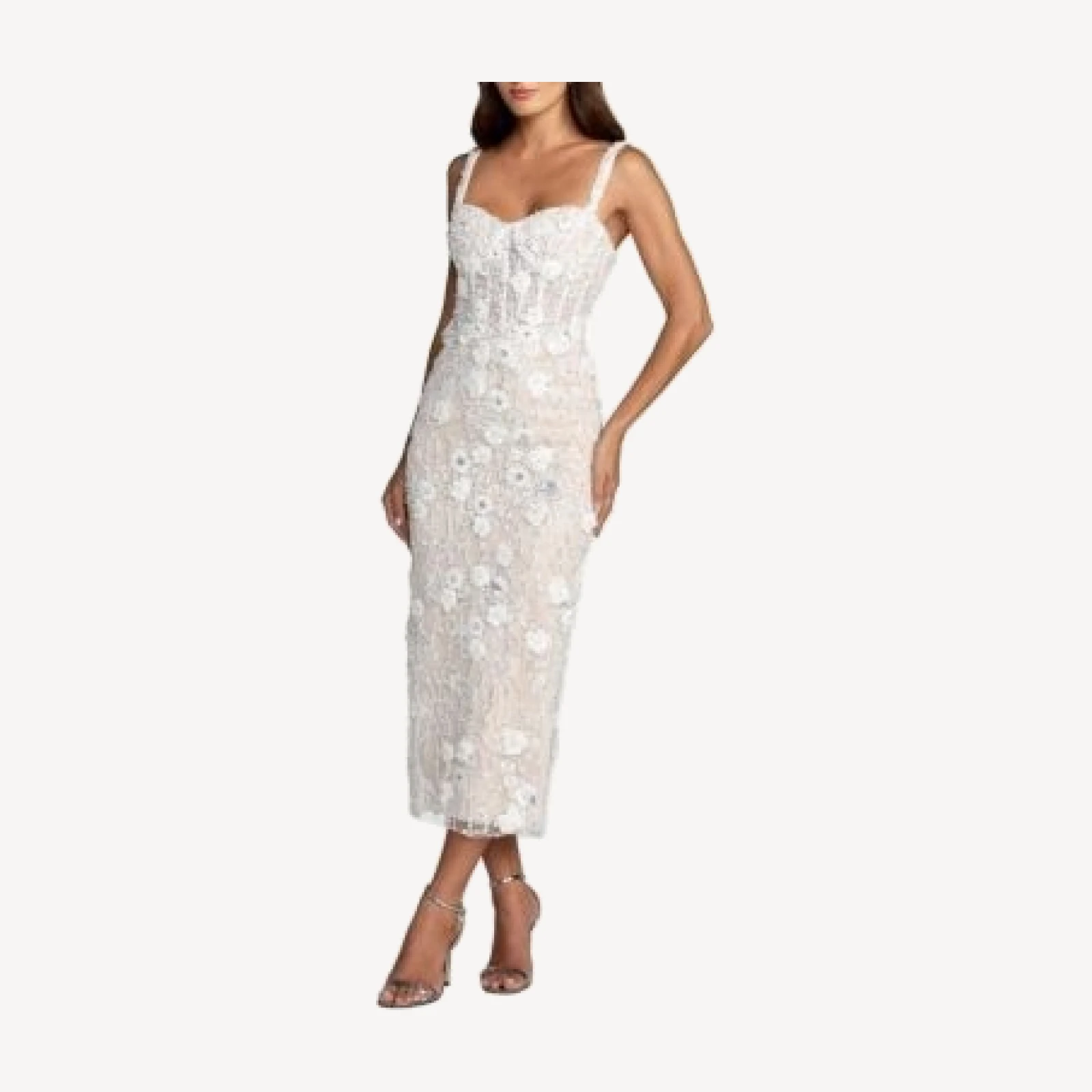 Mac Duggal Embellished Lace Sleeveless Midi Dress