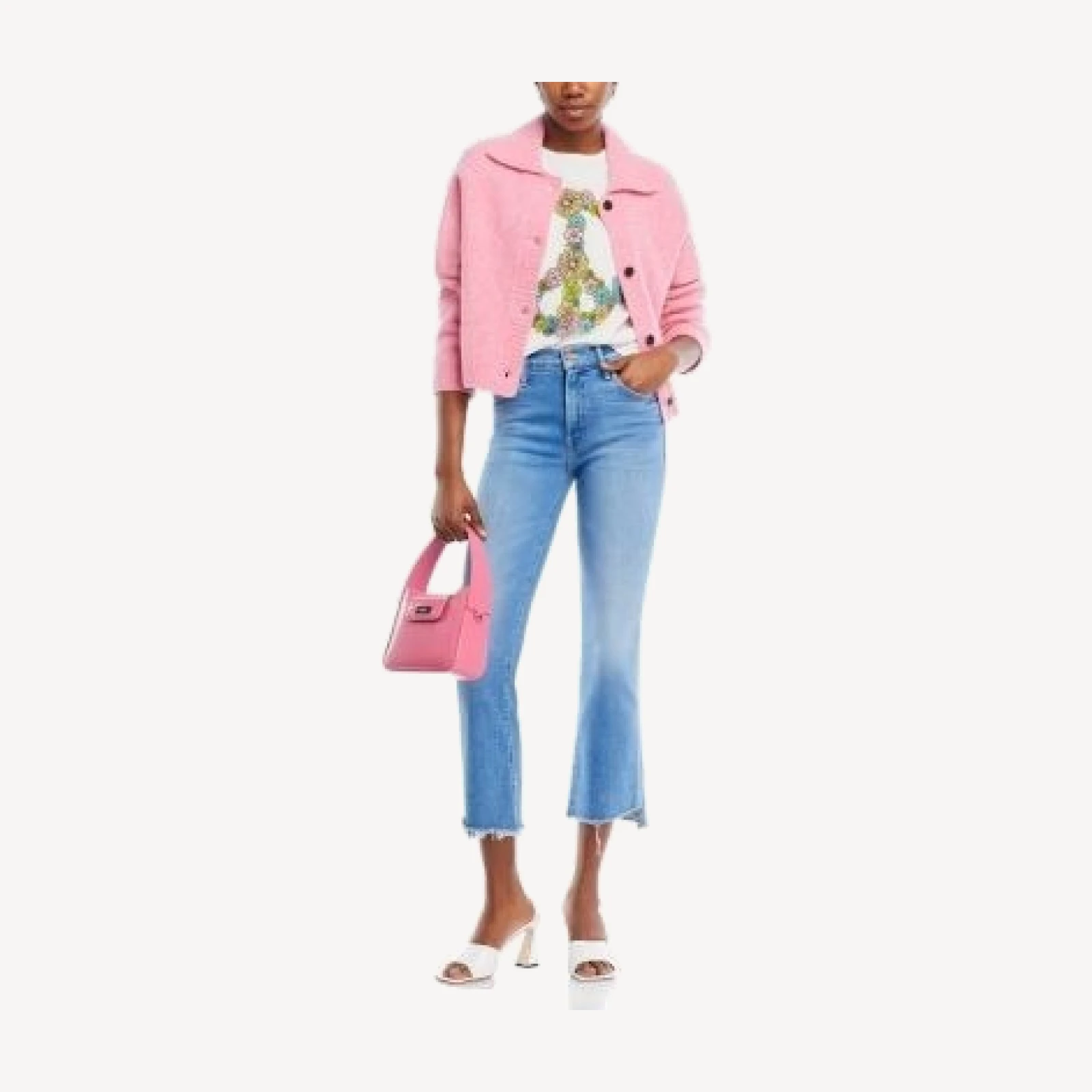Mother The Insider High Rise Crop Step Fray Bootcut Jeans in Out Of The Blue
