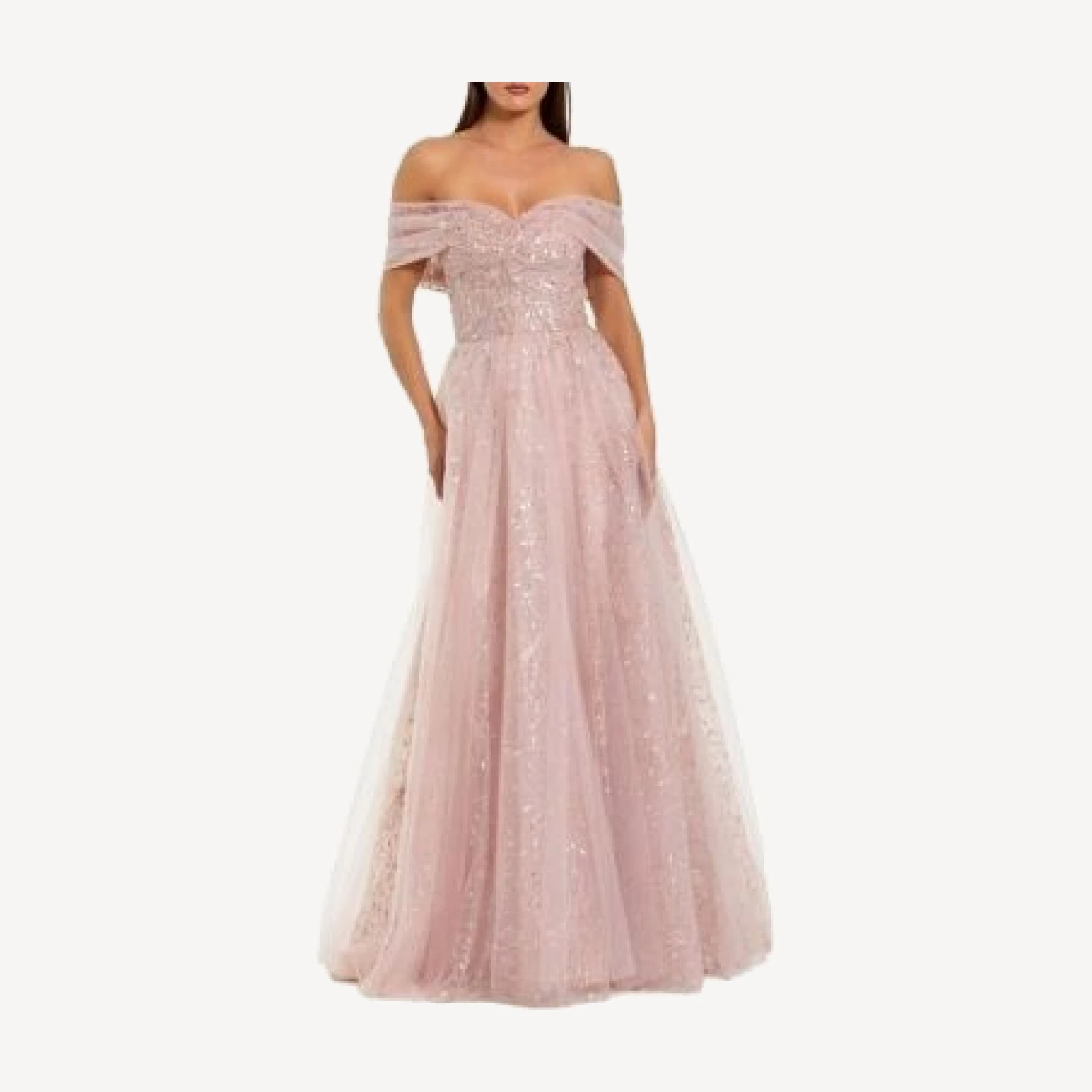 Mac Duggal Embroidered Tulle Off The Shoulder Ballgown