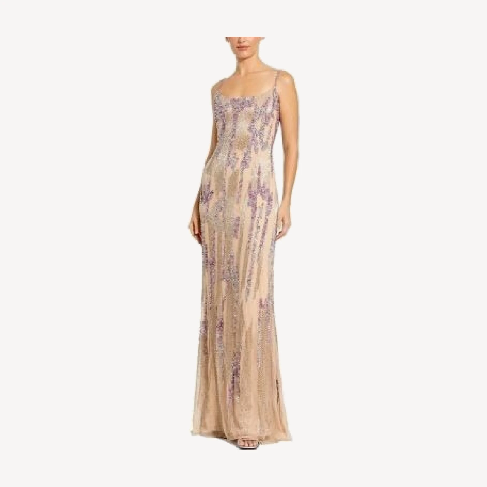 Mac Duggal Thin Strap Sequin Mesh Gown