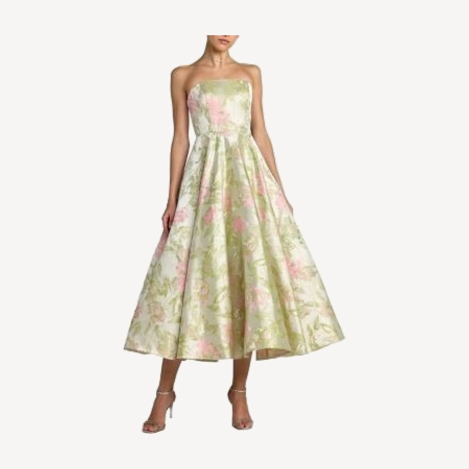 Mac Duggal Floral Strapless A-Line Midi Dress