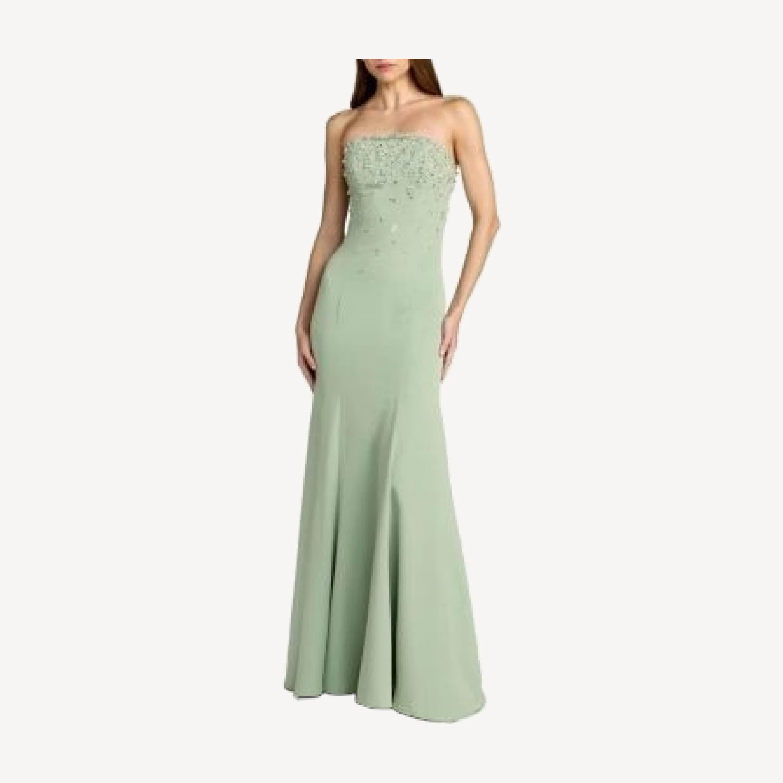 Mac Duggal Strapless Embellished Crepe Mermaid Gown