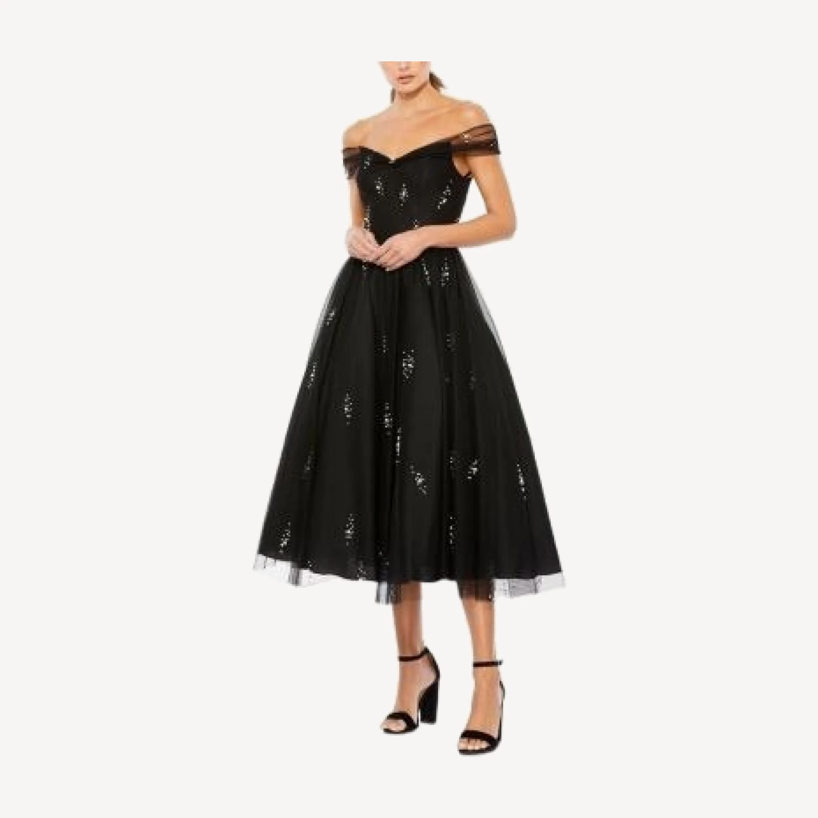 Mac Duggal Petite Ieena Off the Shoulder Embellished Tulle Cocktail Dress