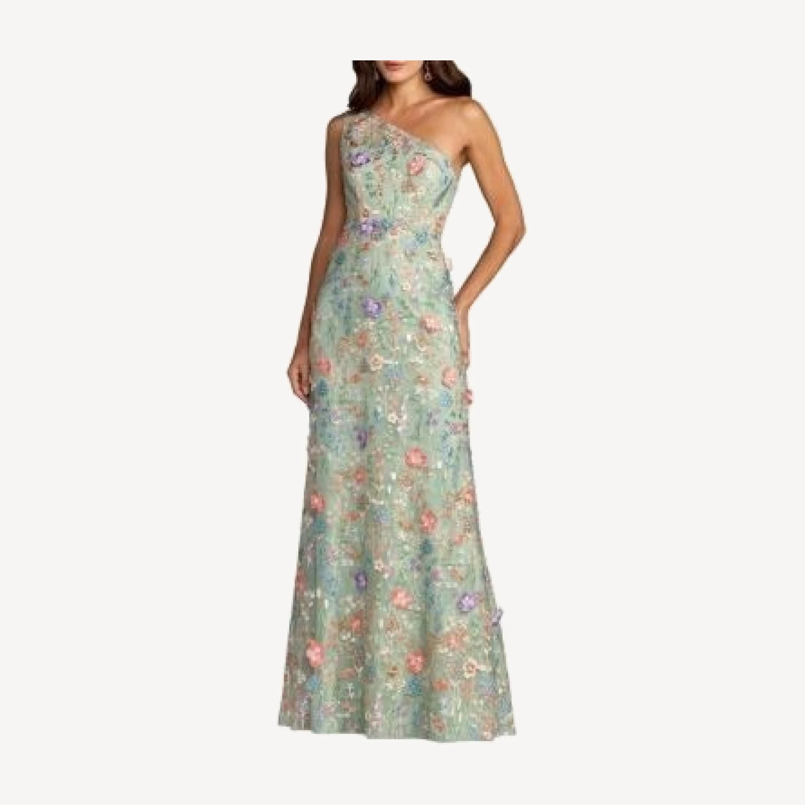 Mac Duggal Petite One Shoulder Lace Embroidered Gown