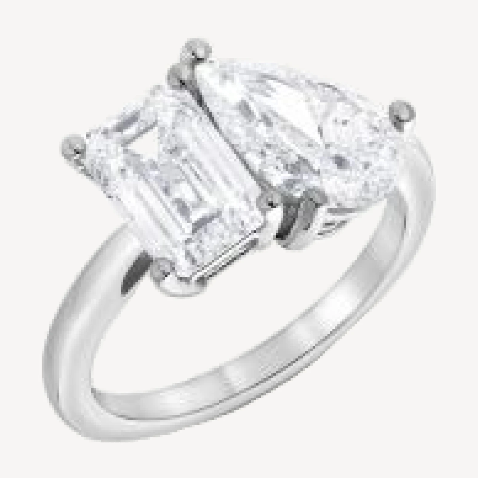 Bloomingdale's Fine Collection Certified Diamond Lab Grown Pear & Emerald Cut Toi Et Moi Engagement Ring in 18K White Gold, 4.0 tcw