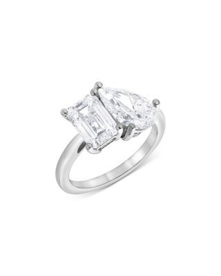 Bloomingdale's Fine Collection Certified Diamond Lab Grown Pear & Emerald Cut Toi Et Moi Engagement Ring in 18K White Gold, 4.0 tcw