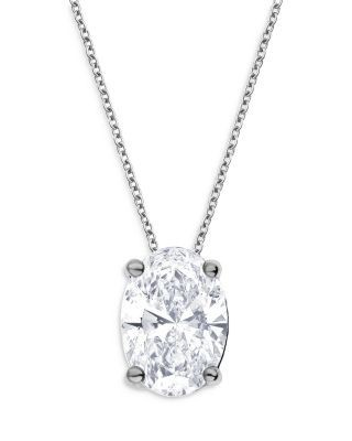 Bloomingdale's Fine Collection Certified Lab Grown Diamond Oval Pendant Necklace in 18K White Gold, 2.0 tcw
