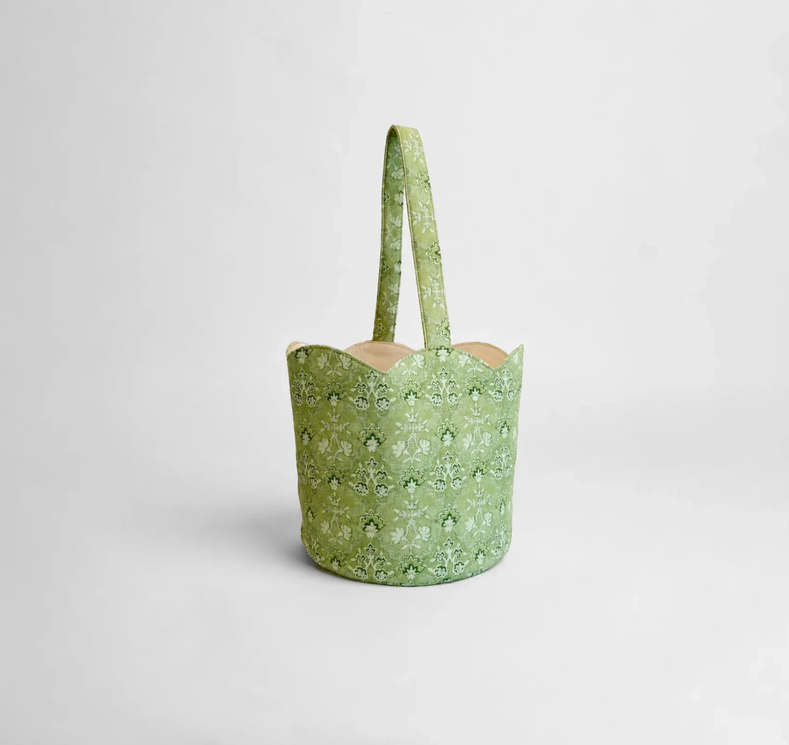 The Hill House x Casa Bombón Sag Tote - Apple Green Jaipur Block