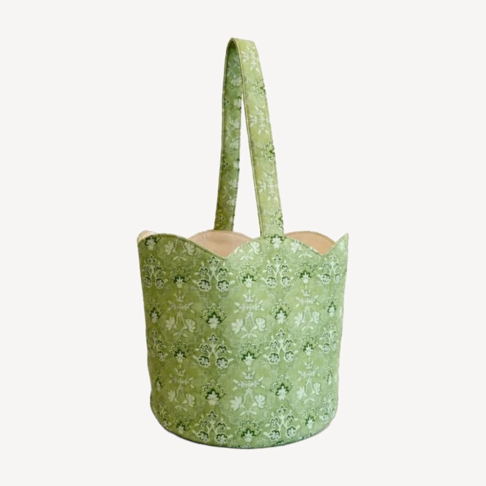 The Hill House x Casa Bombón Sag Tote - Apple Green Jaipur Block