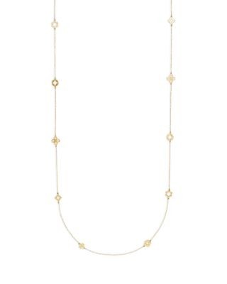 Tory Burch Forget Me Not Flower Strand Necklace, 38.2