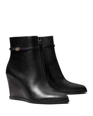 Tory Burch Women's Double T Buckle Wedge Booties