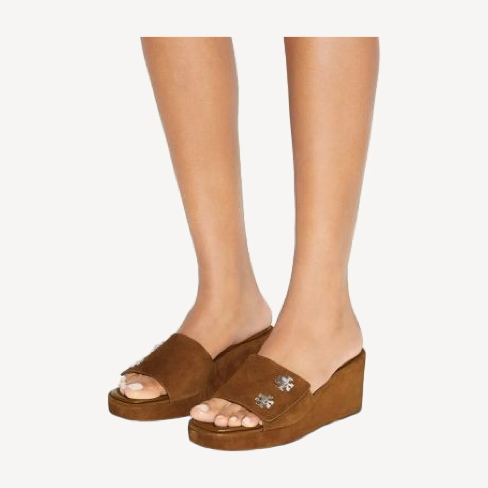 Tory Burch Women's T Lock Suede Wedge Sandals