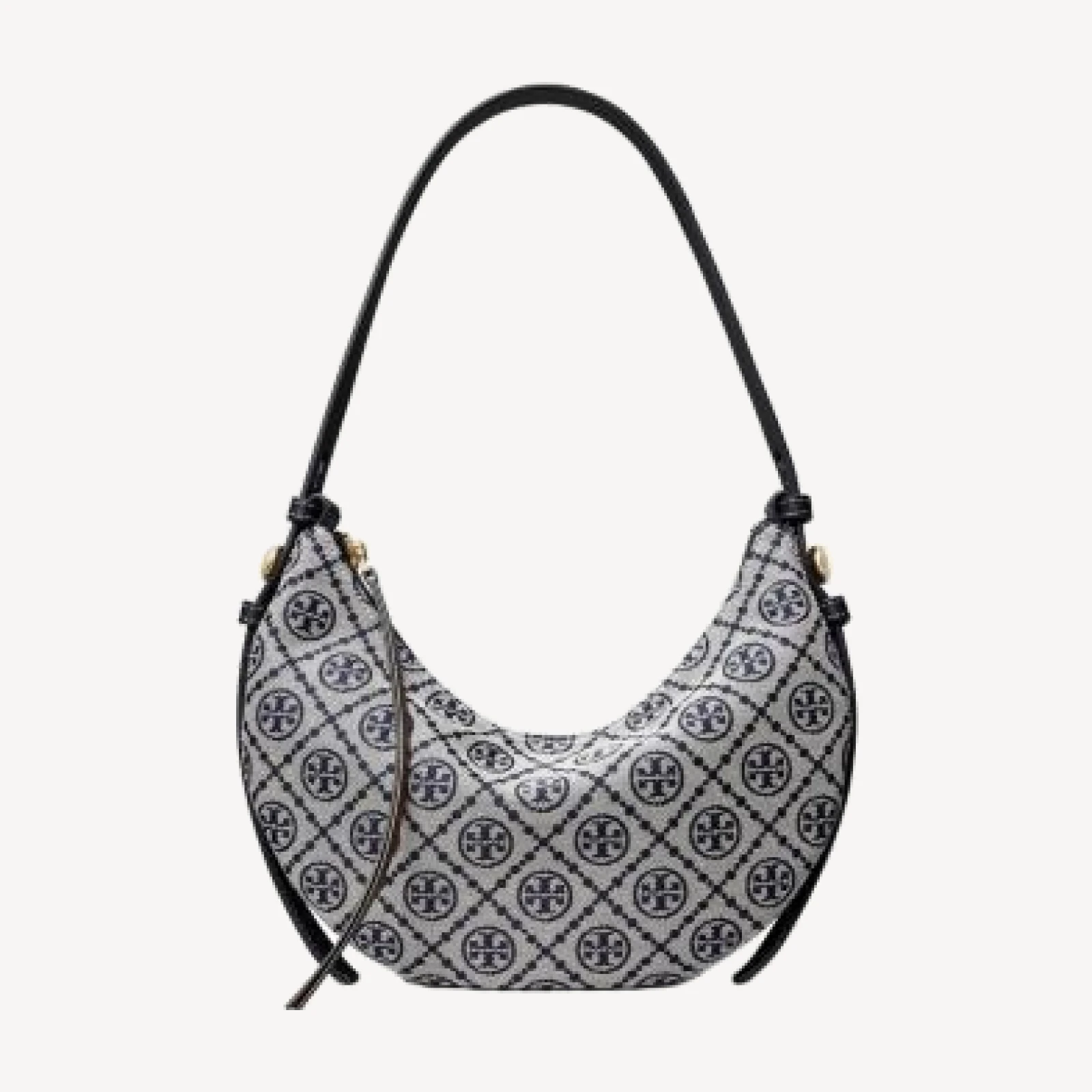 Tory Burch Romy T Monogram Crescent Shoulder Bag