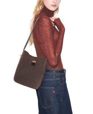 Tory Burch Lock Suede Slim Bucket Bag