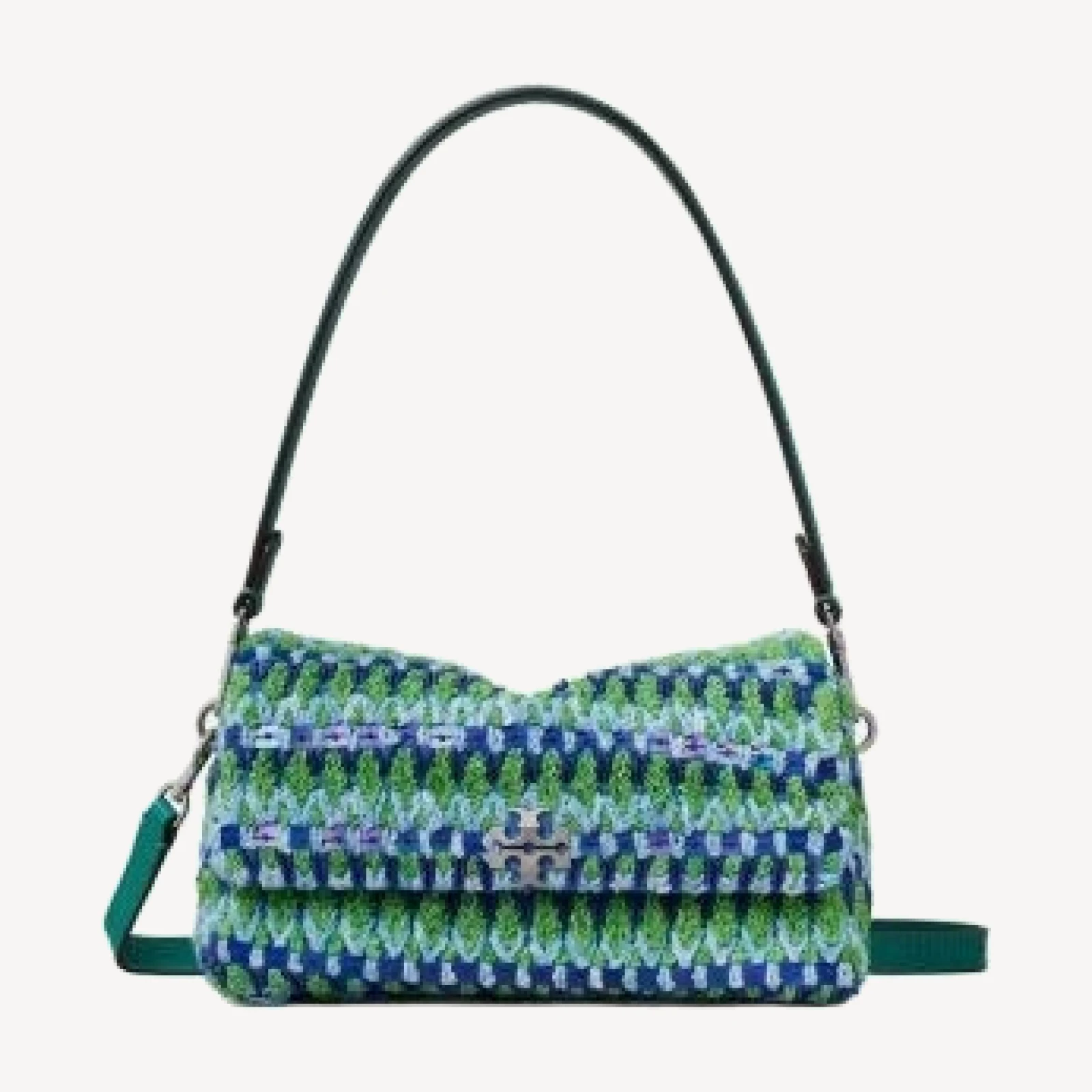 Tory Burch Charlie Small Woven Beaded Shoulder Bag