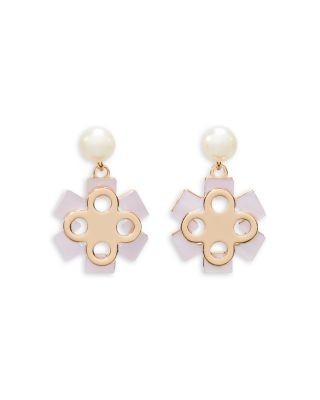 Tory Burch Forget Me Not 18K Yellow Gold Plated Drop Earrings, 0.6L