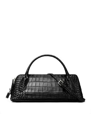 Tory Burch Lock Croc Embossed Leather Convertible Handbag