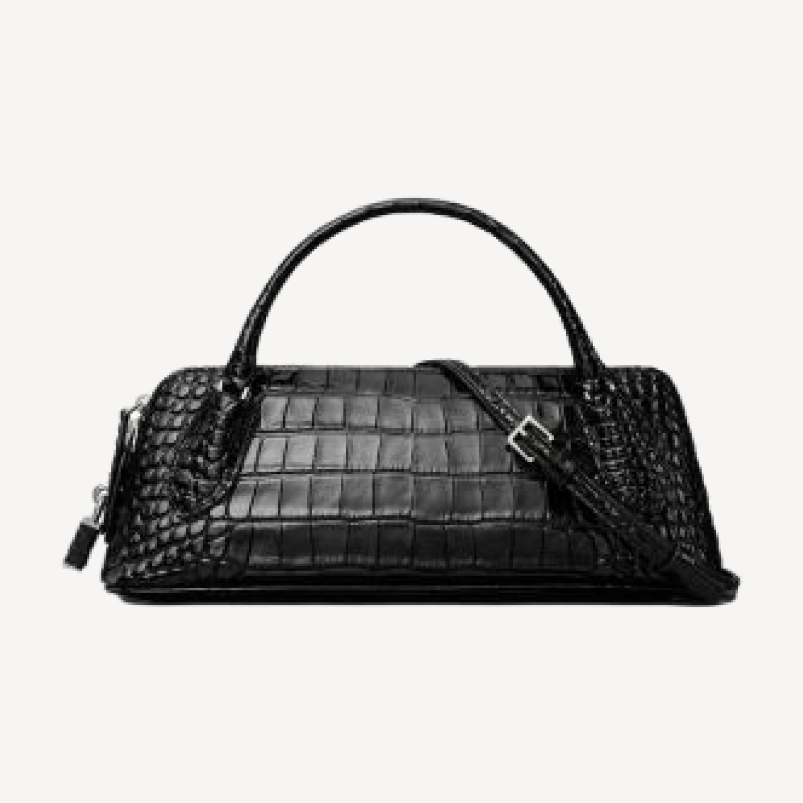 Tory Burch Lock Croc Embossed Leather Convertible Handbag