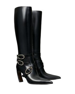 Tory Burch Women's Multi Buckle 90 Leather Knee High Boots