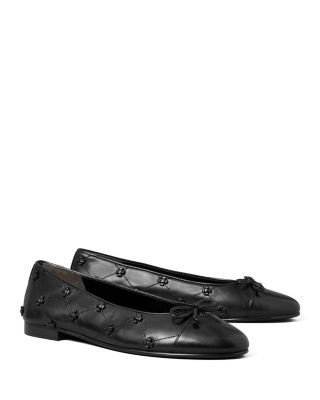 Tory Burch Women's Bunny Knot Cap Toe Leather Ballet Flats