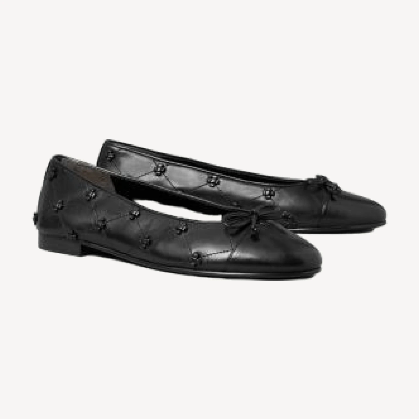 Tory Burch Women's Bunny Knot Cap Toe Leather Ballet Flats