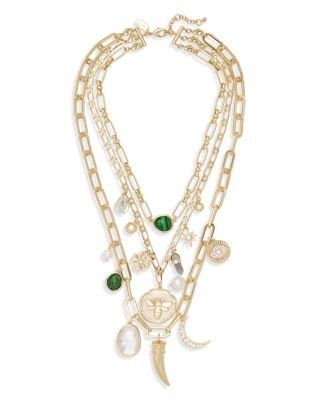 Ramy Brook Stone Charm Jewelry Multi Stone Layered Statement Necklace