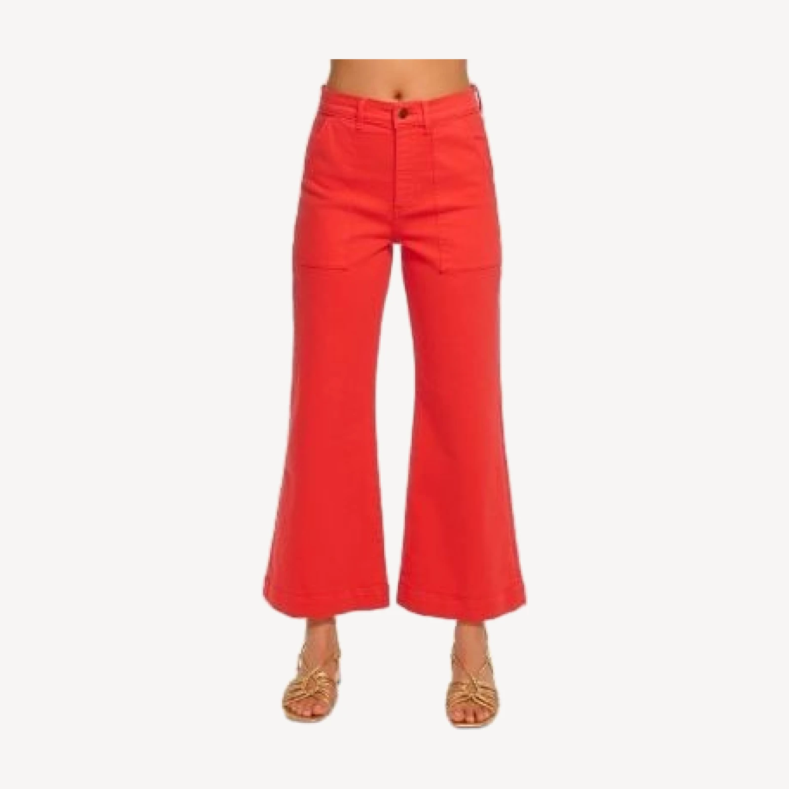 Ramy Brook Clifford Cropped High Rise Kick Flare Jeans in Crimson