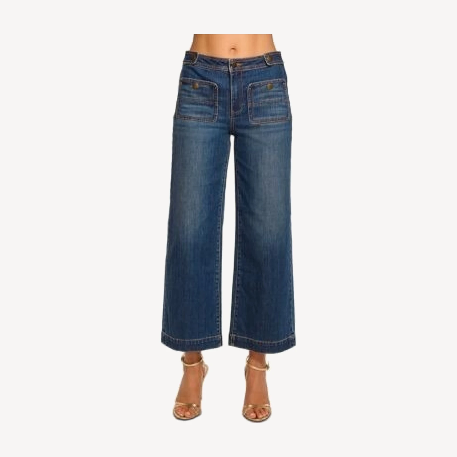 Ramy Brook Gemma High Rise Wide Ankle Jeans in Medium Wash