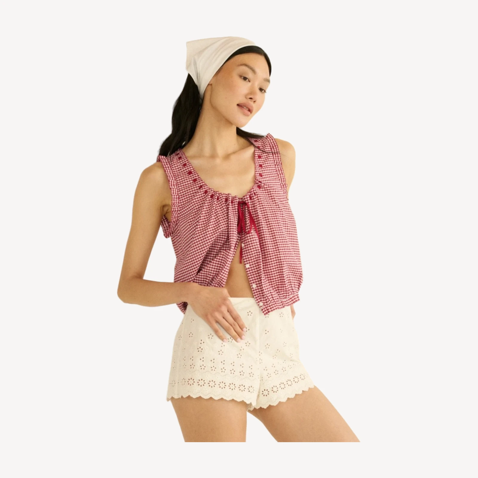 TRAVELER TOP -- MULBERRY LA MADDALENA GINGHAM