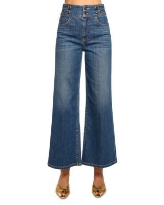 Ramy Brook Liv High Rise Ankle Wide Leg Jeans in Medium Wash