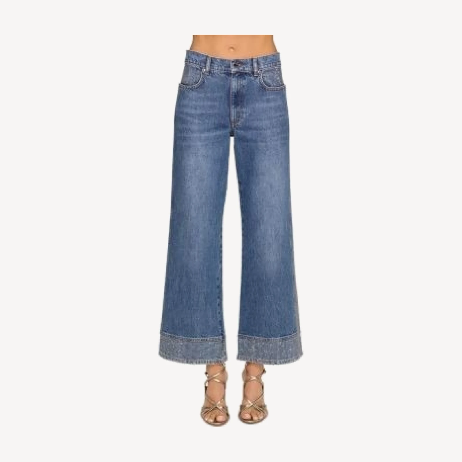 Ramy Brook Cropped Lea High Rise Embellished Jeans in Rhinestone