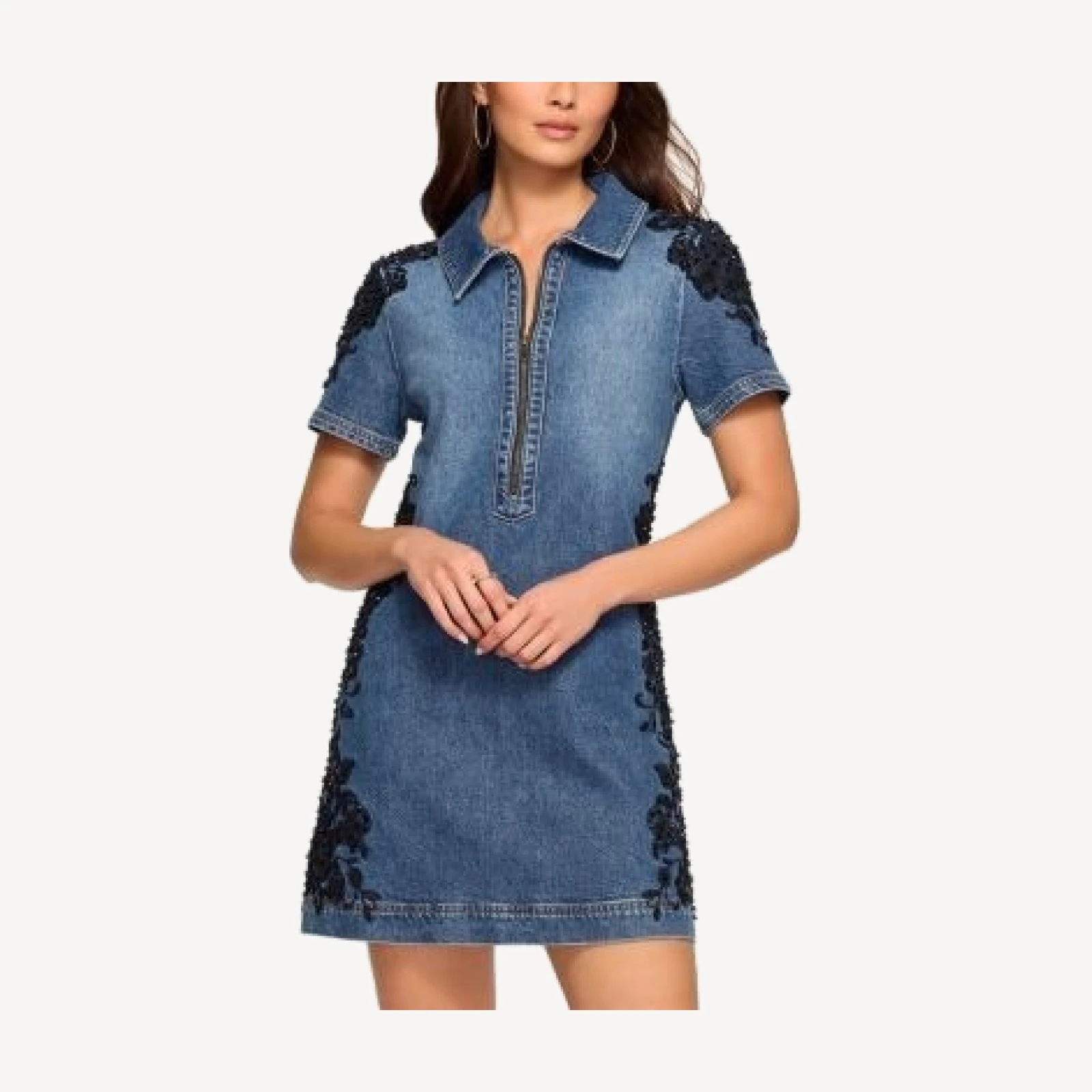 Ramy Brook Parker Embroidered Trim Denim Dress