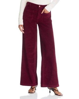 Ramy Brook Cleo Corduroy High Rise Wide Leg Jeans in Cranberry