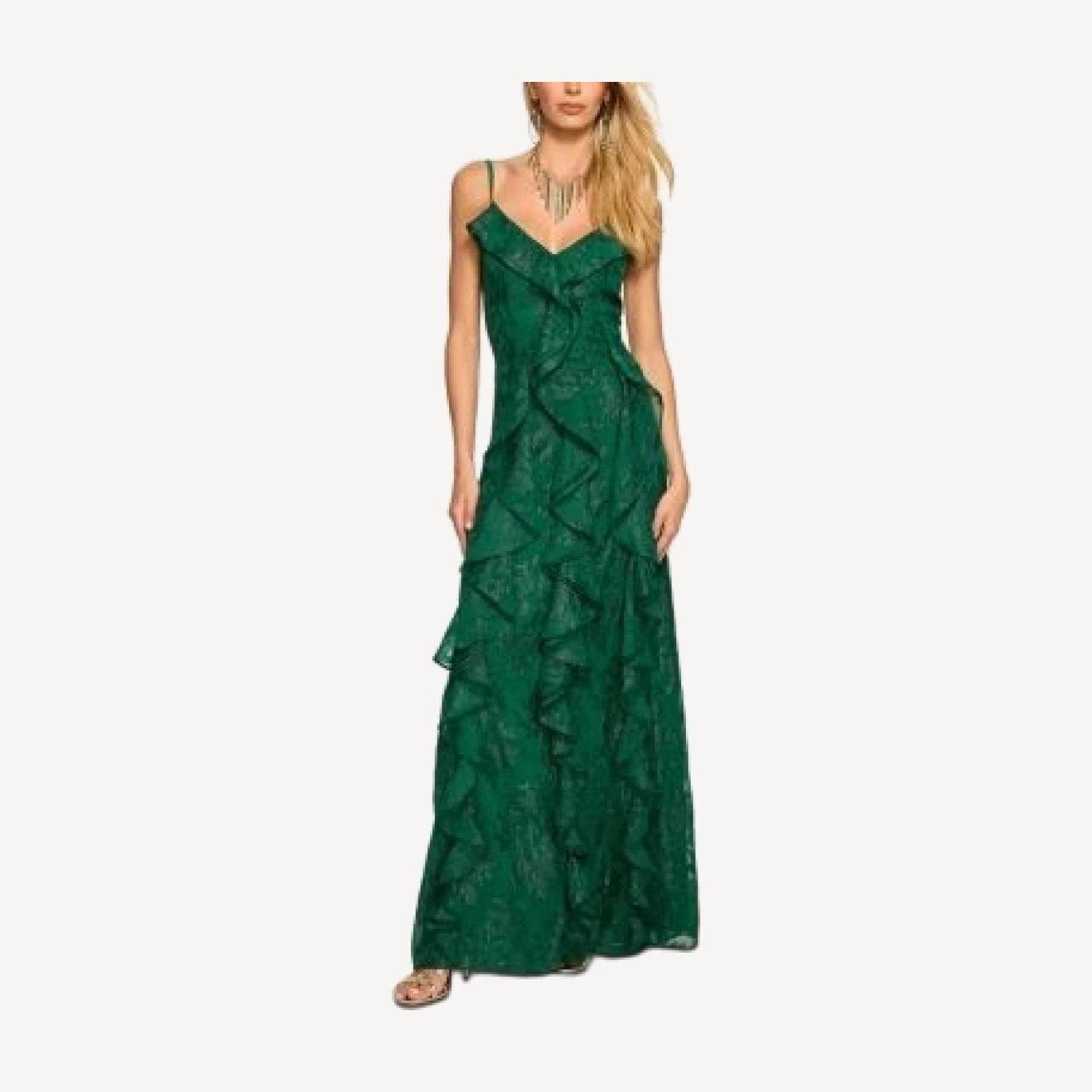 Ramy Brook Penelope V Neck Ruffled Gown