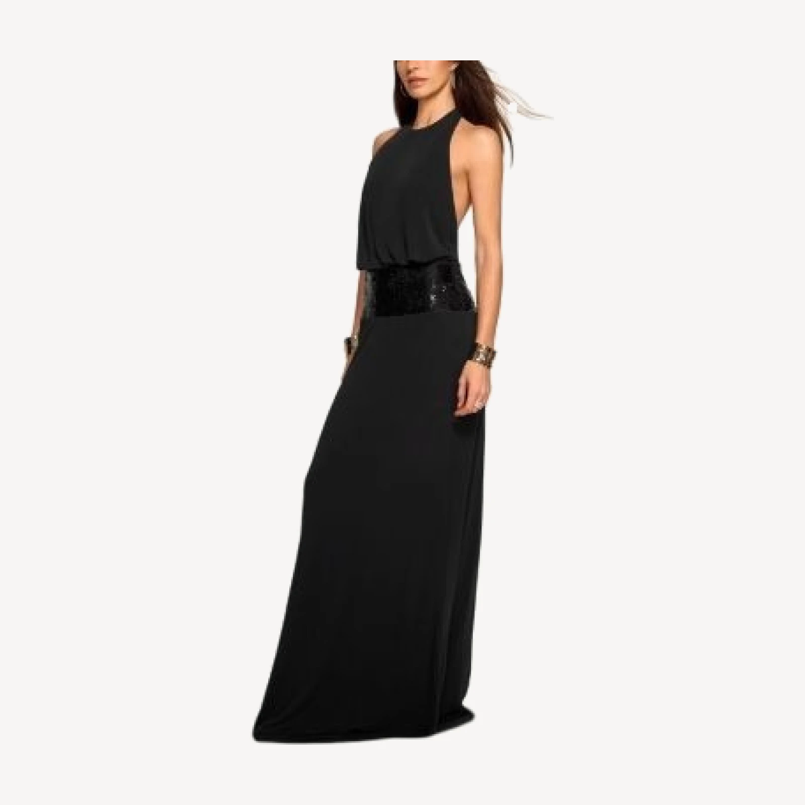 Ramy Brook Theresa Low Back Sequin Detail Gown
