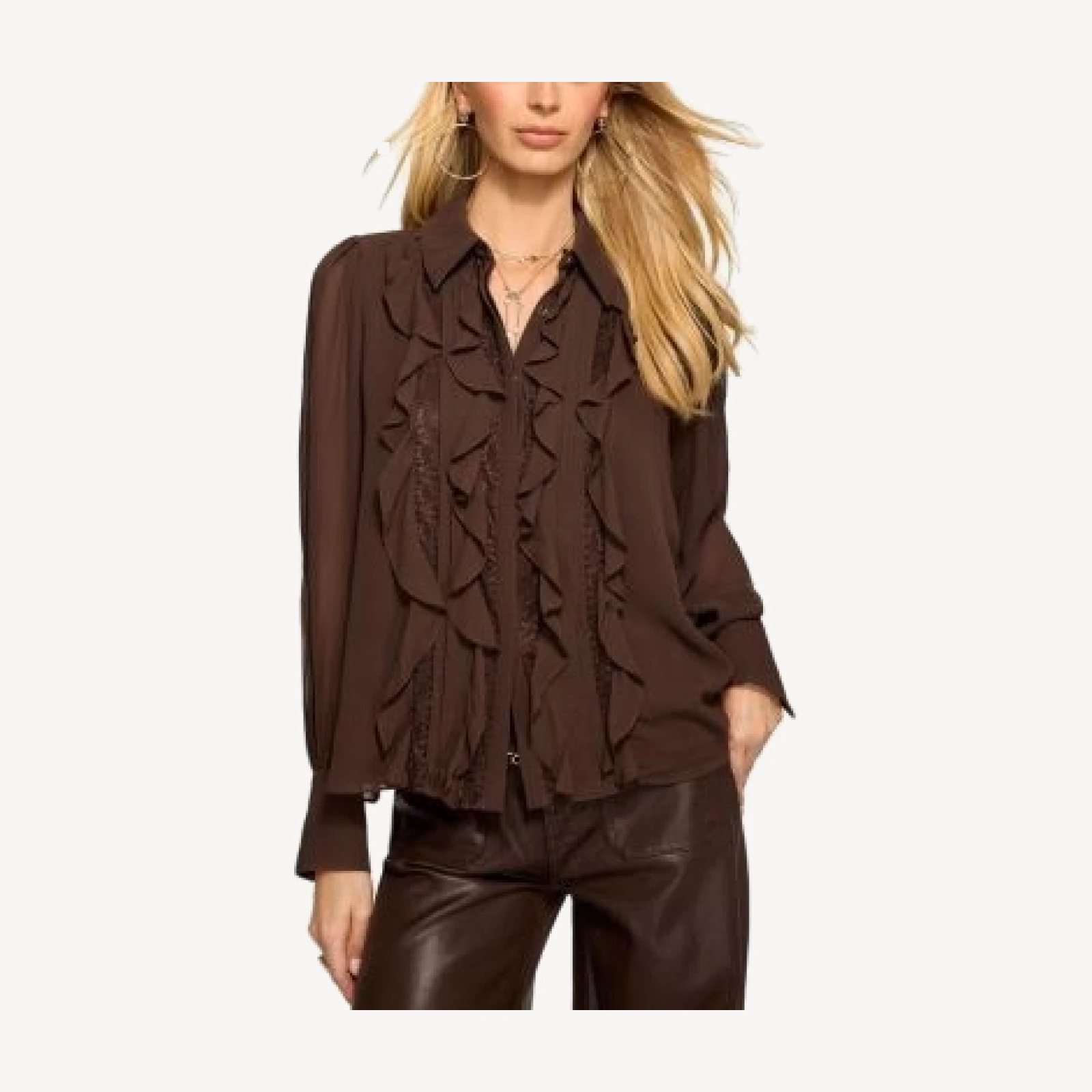 Ramy Brook Claire Ruffle Front Silk Top