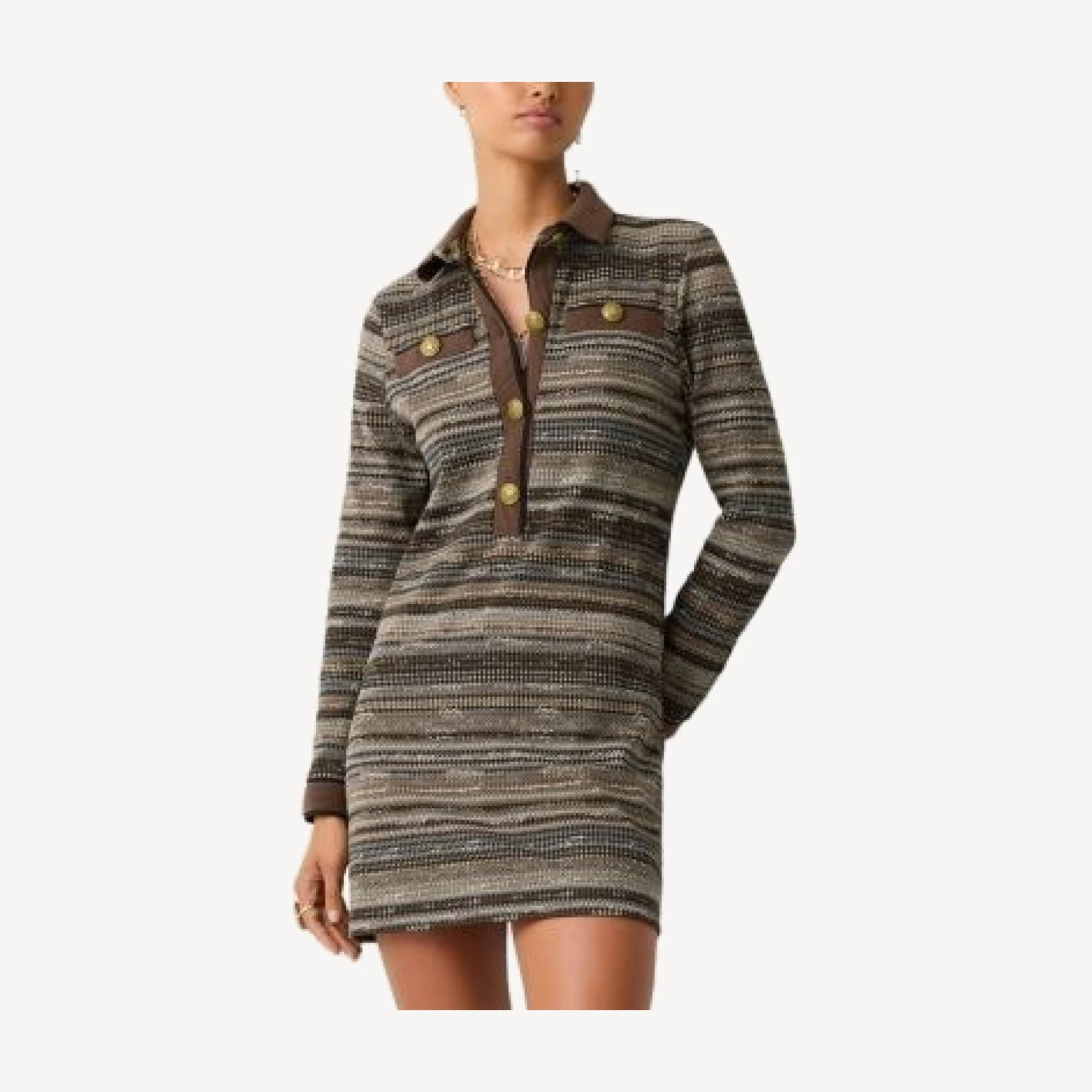 Ramy Brook Maria Houndstooth Collared Dress