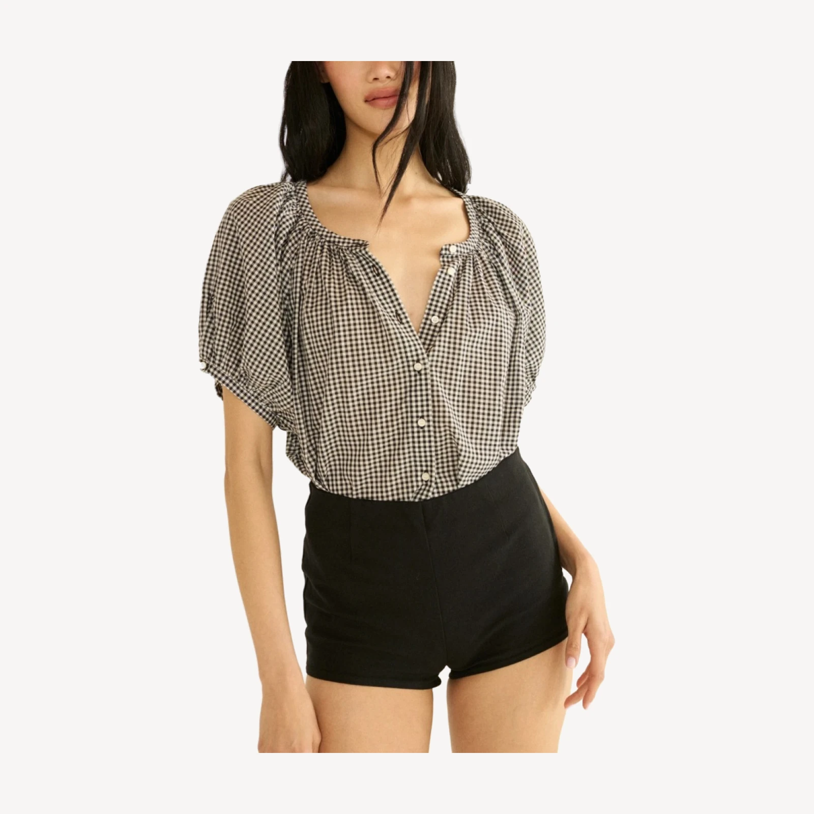 JUNE TOP -- NOIR LA MADDALENA GINGHAM