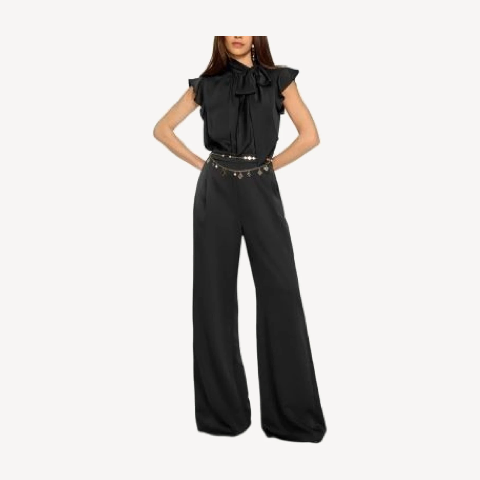 Ramy Brook Irene Tie Neck Wide Leg Jumpsuit