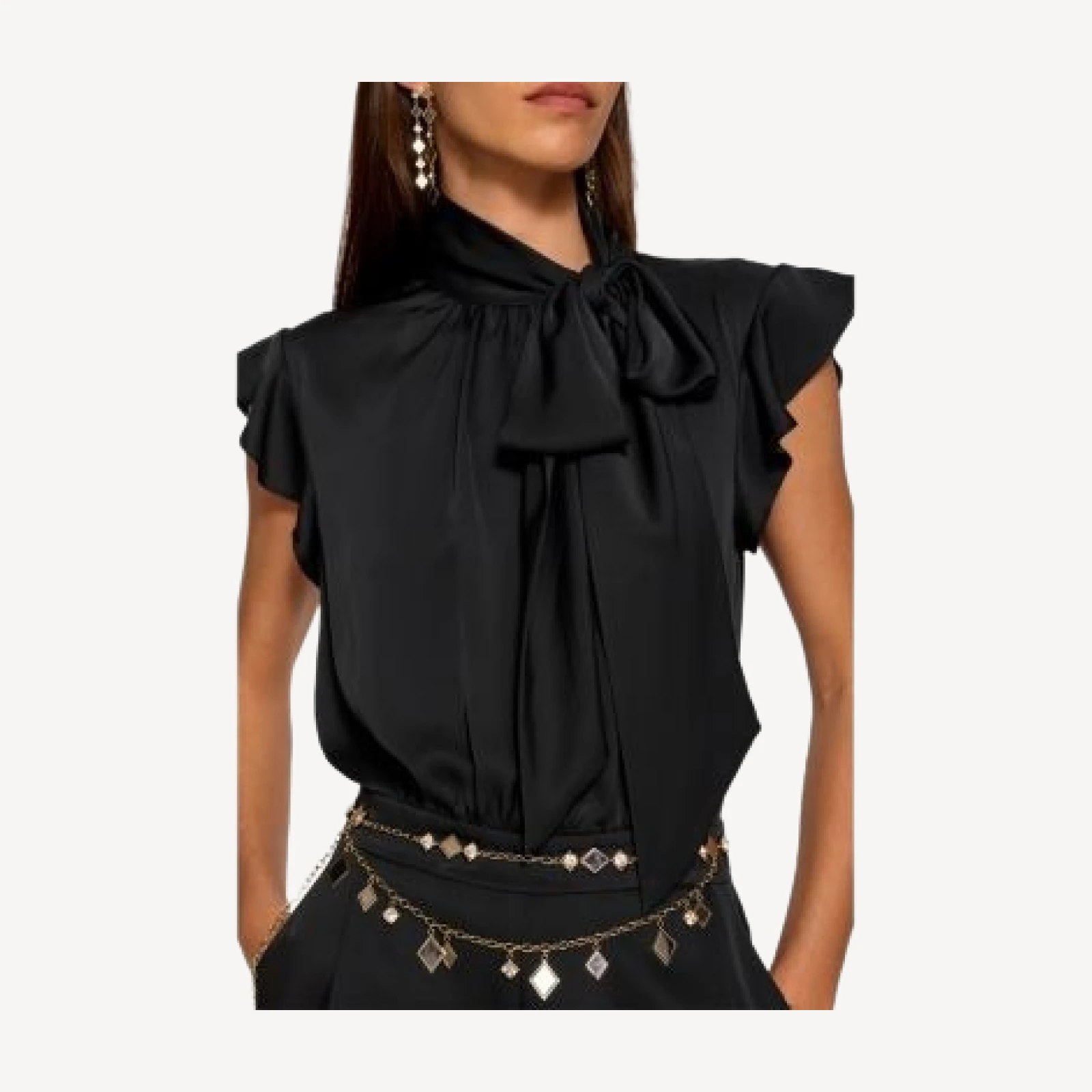 Ramy Brook Irene Tie Neck Wide Leg Jumpsuit