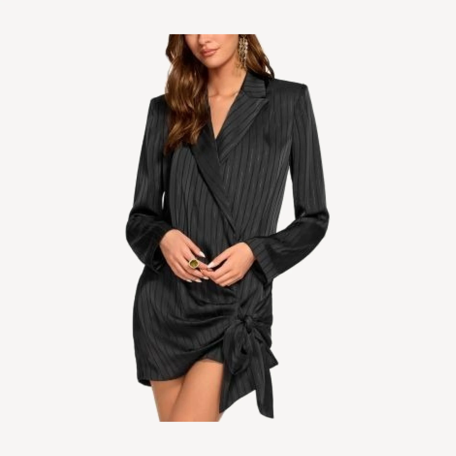 Ramy Brook Irina Satin Stripe Side Tie Dress