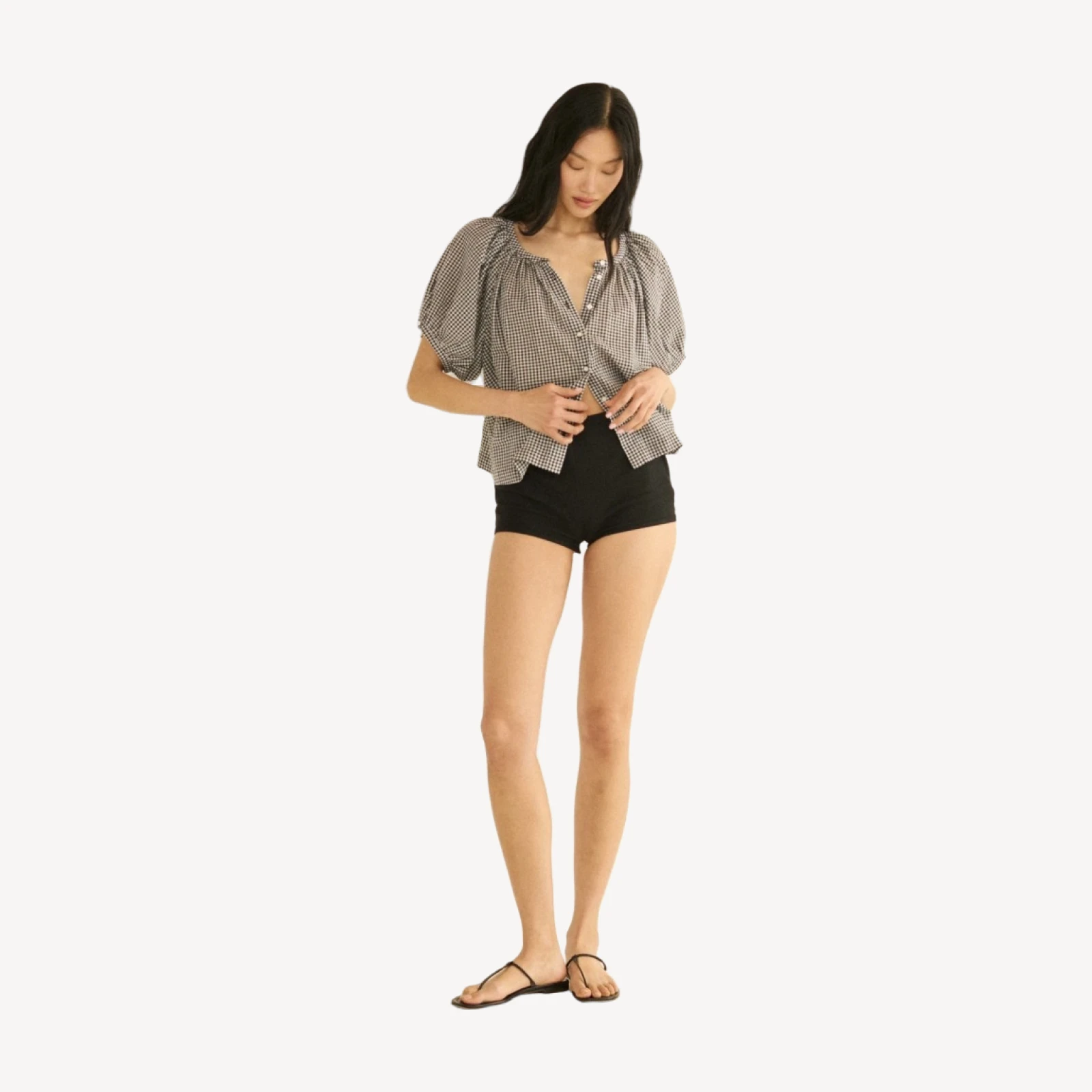 JUNE TOP -- NOIR LA MADDALENA GINGHAM