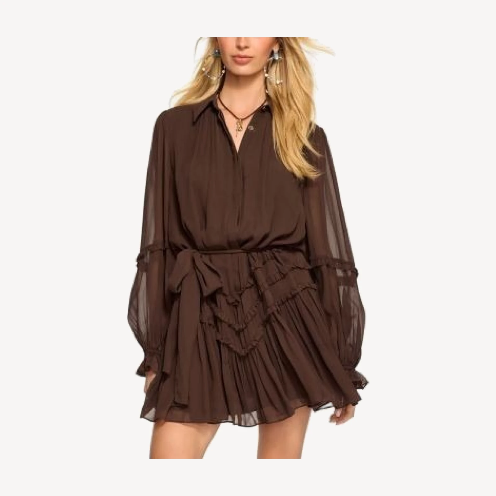 Ramy Brook Maya Ruffle Silk Dress