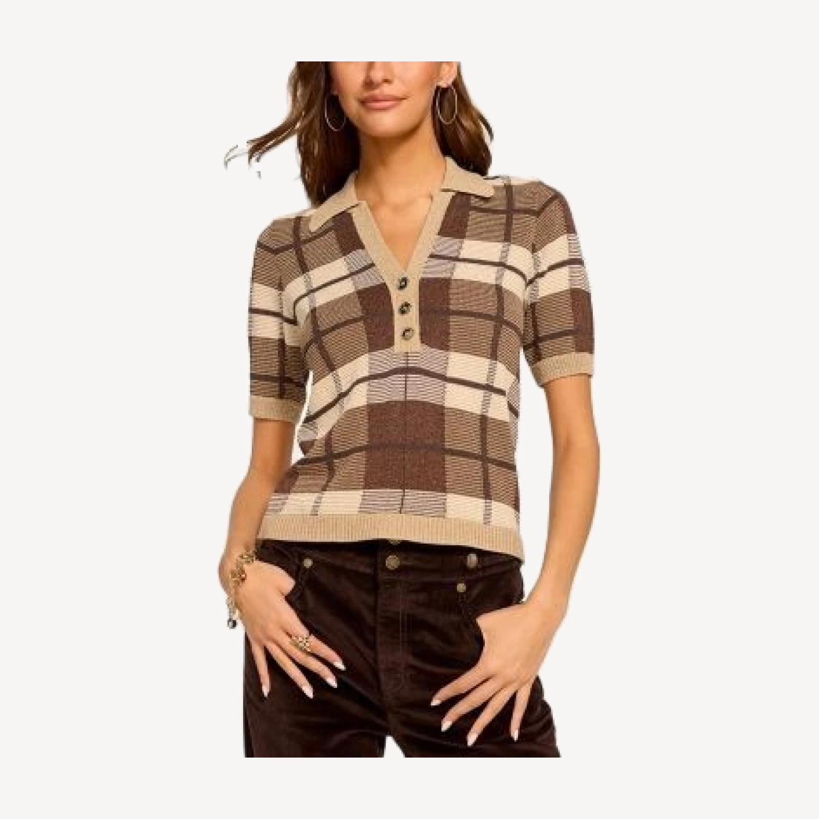 Ramy Brook Melanie Short Sleeve Polo Sweater